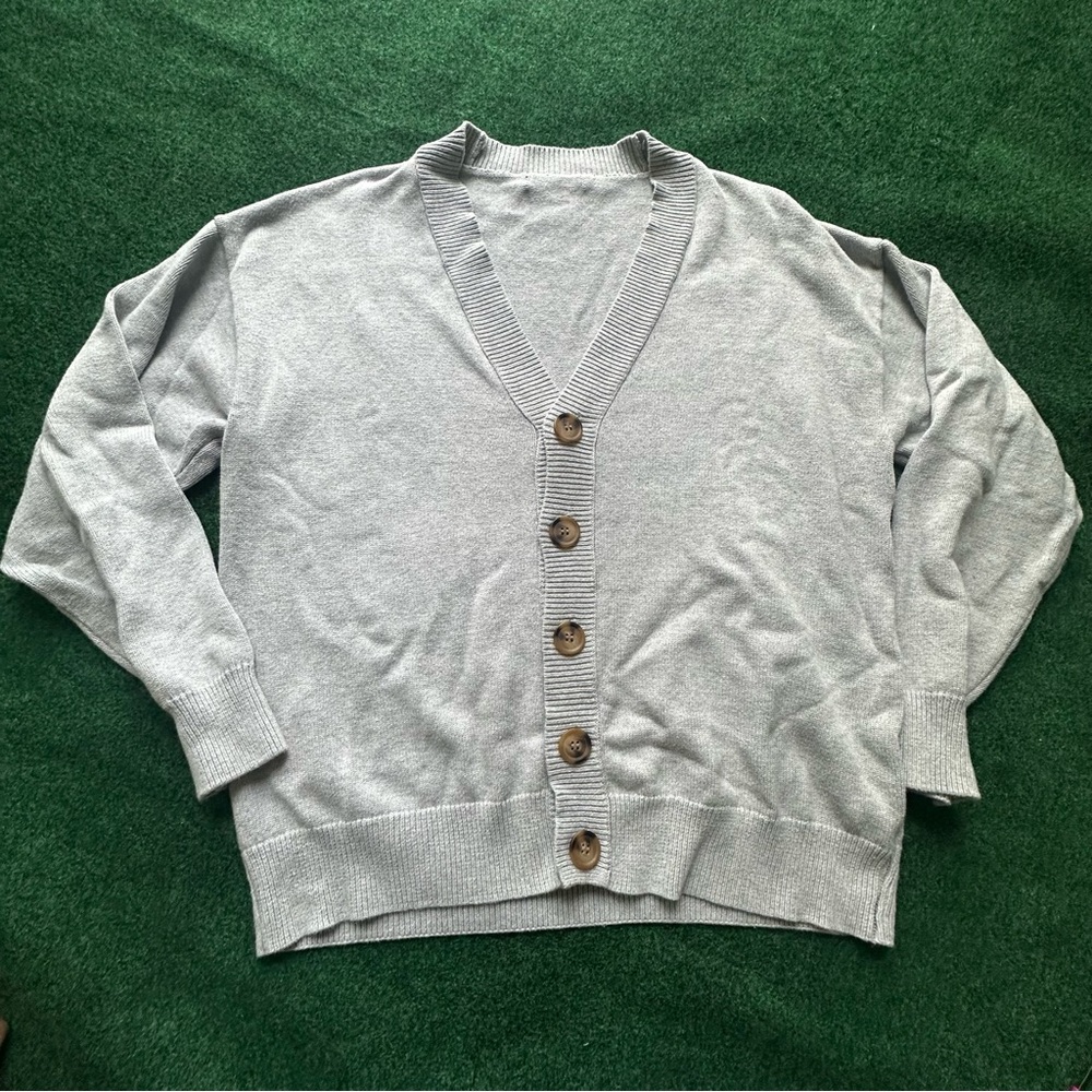 Gray Button-Up Cardigan